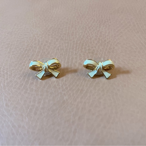 Kate Spade bow earrings white and gold